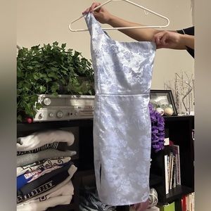 Liana Satin Jacquard Shoulder Dress Periwinkle